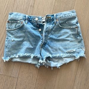 Agolde Light Blue Denim Jean Shorts